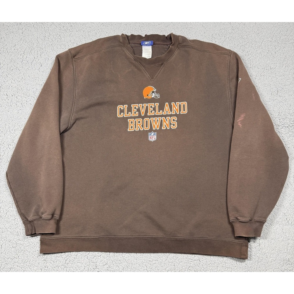 Cleveland Browns Sweatshirt Mens‎ XL Brown NFL Football Reebok Crewneck